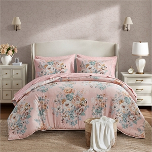 Olliix Madison Park Essentials Heather Full Comforter Set Polyester in Pink