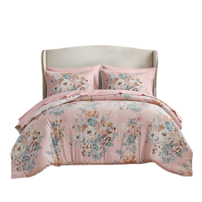Olliix Madison Park Essentials Heather Queen Comforter Set Polyester in Pink