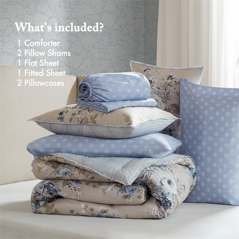 Olliix Madison Park Essentials Heather Twin XL Comforter Set in Beige/Blue