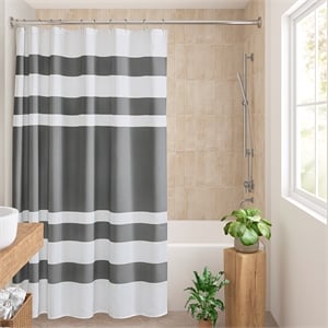 Olliix Madison Park Spa Waffle 72x72&quot Shower Curtain Polyester in Charcoal