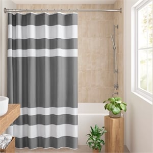 Olliix Madison Park Spa Waffle 72x78&quot Shower Curtain Polyester in Charcoal