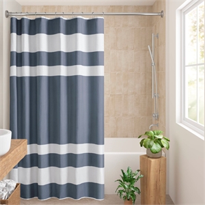 Olliix Madison Park Spa Waffle 72x78&quot Shower Curtain Polyester in Dark Blue