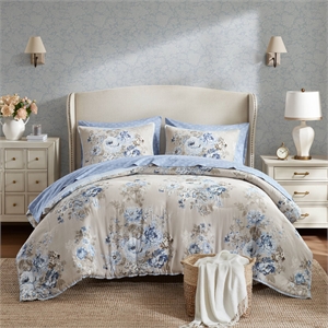 Olliix Madison Park Essentials Heather Full Comforter Set in Beige/Blue