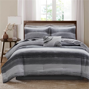 Olliix Madison Park Essentials Saben Full Comforter Set Cotton in Black