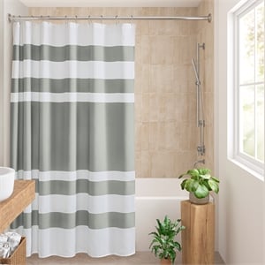 Olliix Madison Park Spa Waffle 36x72'' Shower Curtain Polyester in Grey