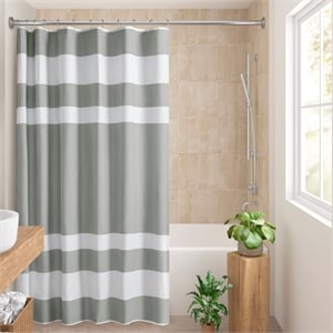Olliix Madison Park Spa Waffle 72x78&quot Shower Curtain Polyester in Grey