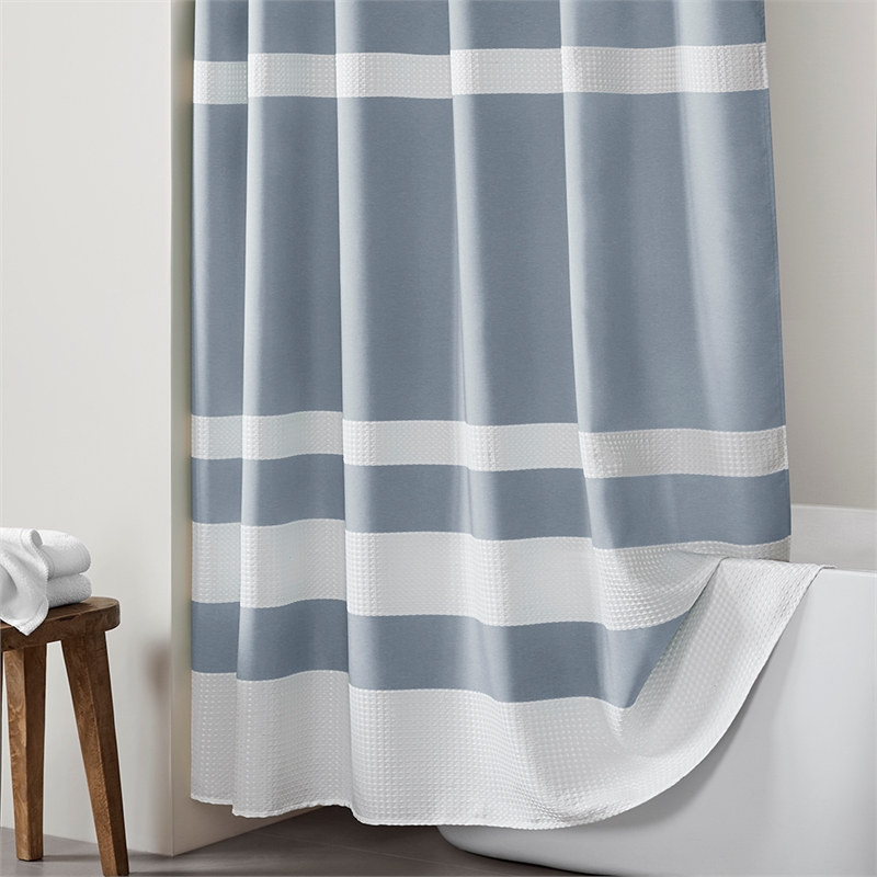 Olliix Madison Park Spa Waffle 36x72'' Shower Curtain Polyester in Blue