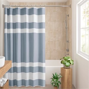 Olliix Madison Park Spa Waffle 72x78&quot Shower Curtain Polyester in Blue