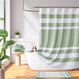 Olliix Madison Park Spa Waffle 72x72&quot Shower Curtain Polyester in Sage Green