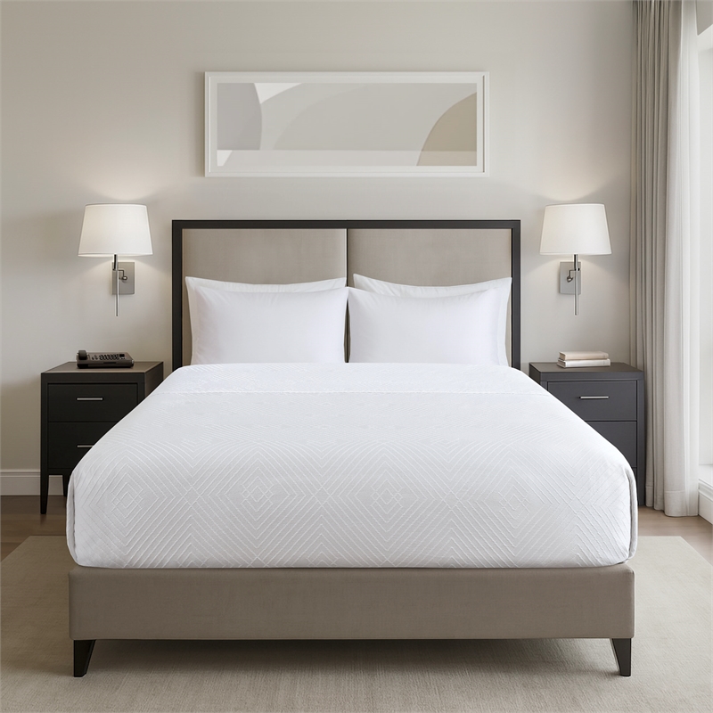 Olliix Nomad Home King Jacquard Essential Lark Coverlet in White