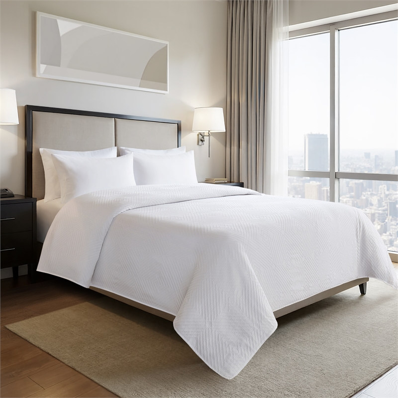 Olliix Nomad Home King Jacquard Essential Lark Coverlet in White