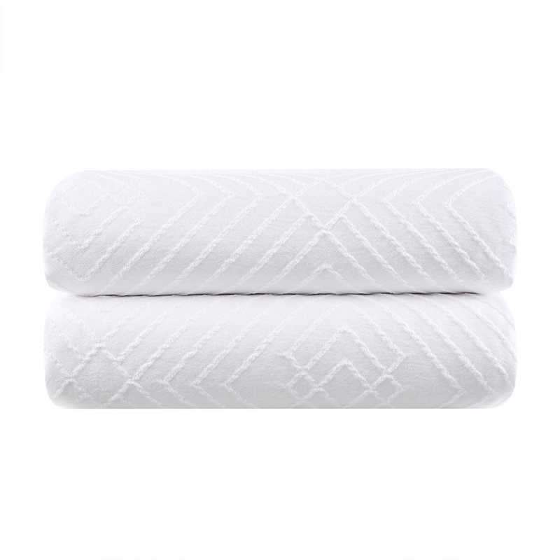 Olliix Nomad Home Full/Queen Jacquard Essential Lark Coverlet in White