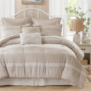Olliix Madison Park Queen PolyesterComforter Set in  Neutral