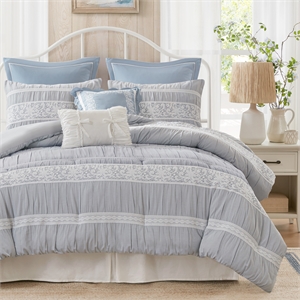 Olliix Madison Park Queen PolyesterComforter Set in  Blue