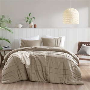 Olliix Comfort Spaces King Microfiber Comforter Set in  Khaki