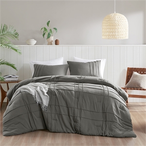 Olliix Comfort Spaces Queen Microfiber Comforter Set in  Grey