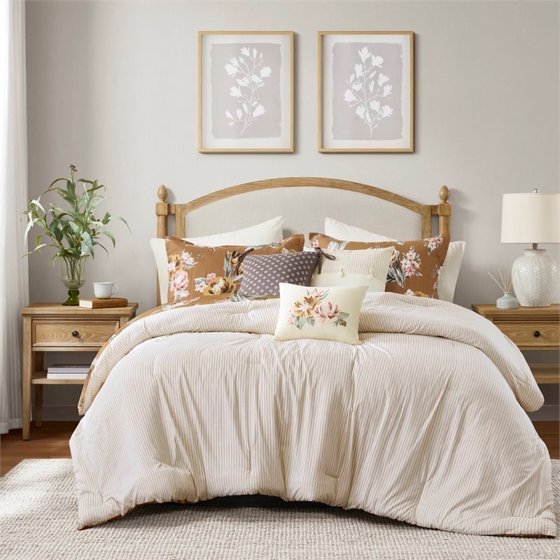 Olliix Madison Park Queen Cotton Comforter Set in  Terracotta
