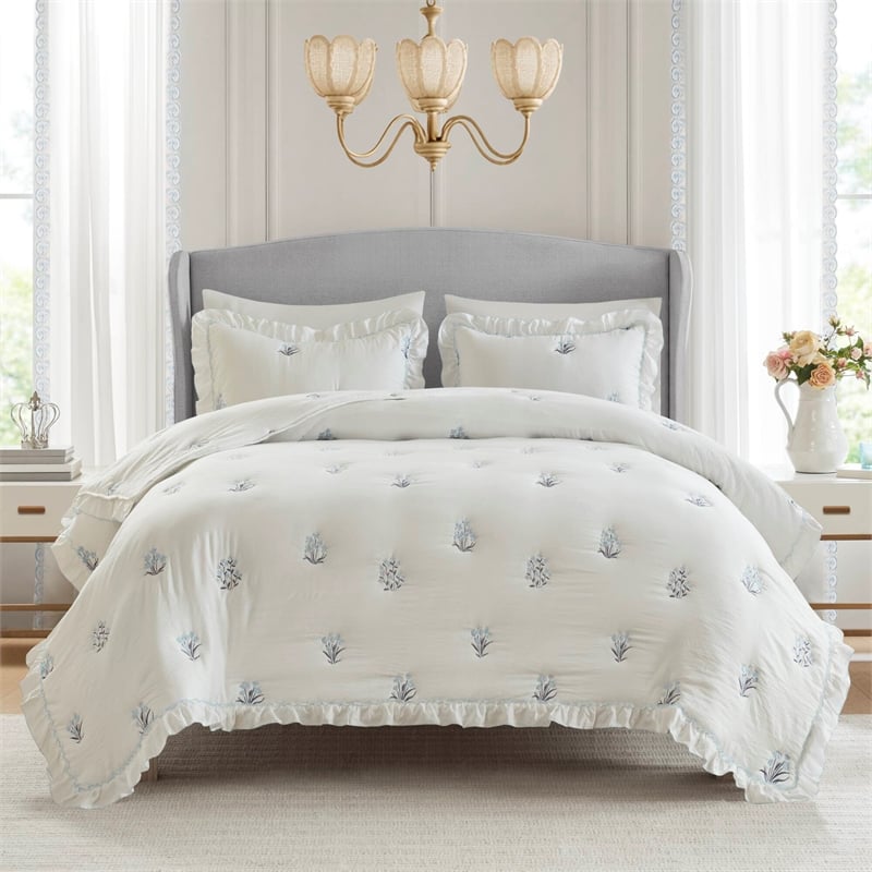 Olliix Intelligent Design Full/Queen Microfiber Quilt Set in  Blue