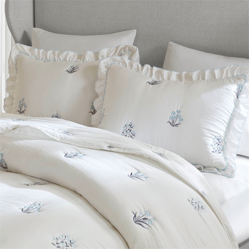 Olliix Intelligent Design Full/Queen Microfiber Quilt Set in  Blue