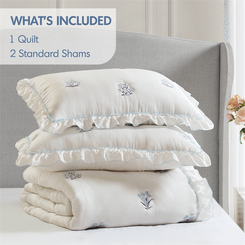 Olliix Intelligent Design Full/Queen Microfiber Quilt Set in  Blue
