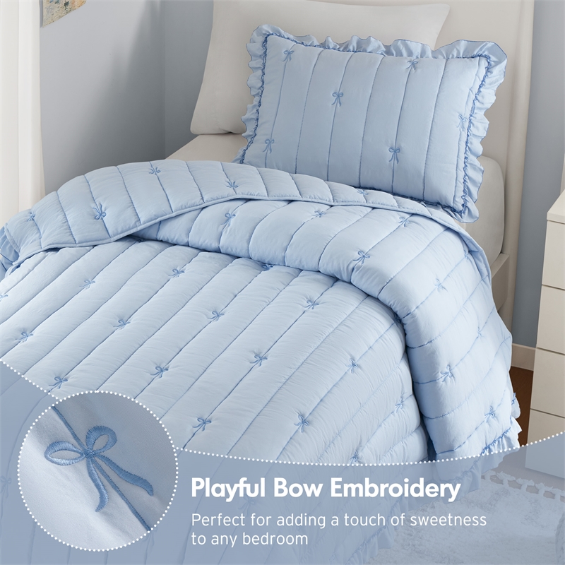 Olliix Intelligent Design Twin/Twin XL Microfiber Quilt Set in  Blue