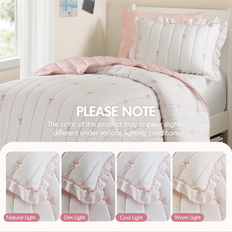 Olliix Intelligent Design Twin/Twin XL Microfiber Quilt Set in  Pink