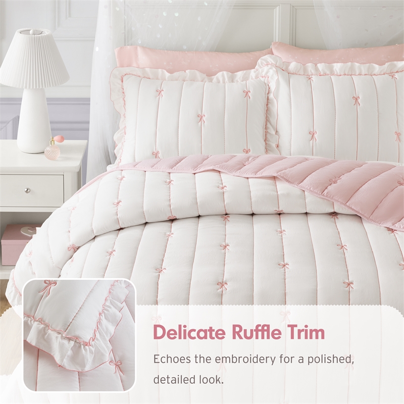 Olliix Intelligent Design Full/Queen Microfiber Quilt Set in  Pink