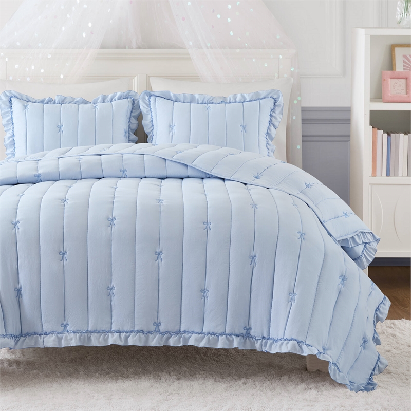 Olliix Intelligent Design Full/Queen Microfiber Quilt Set in  Blue