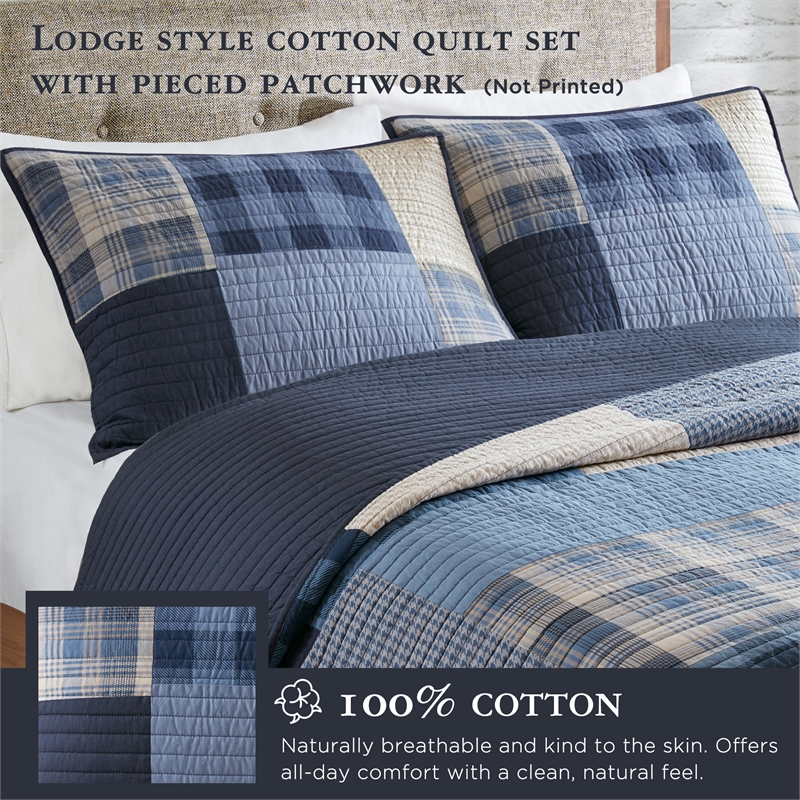 Olliix Woolrich King/Cal King Cotton Quilt Set in  Blue