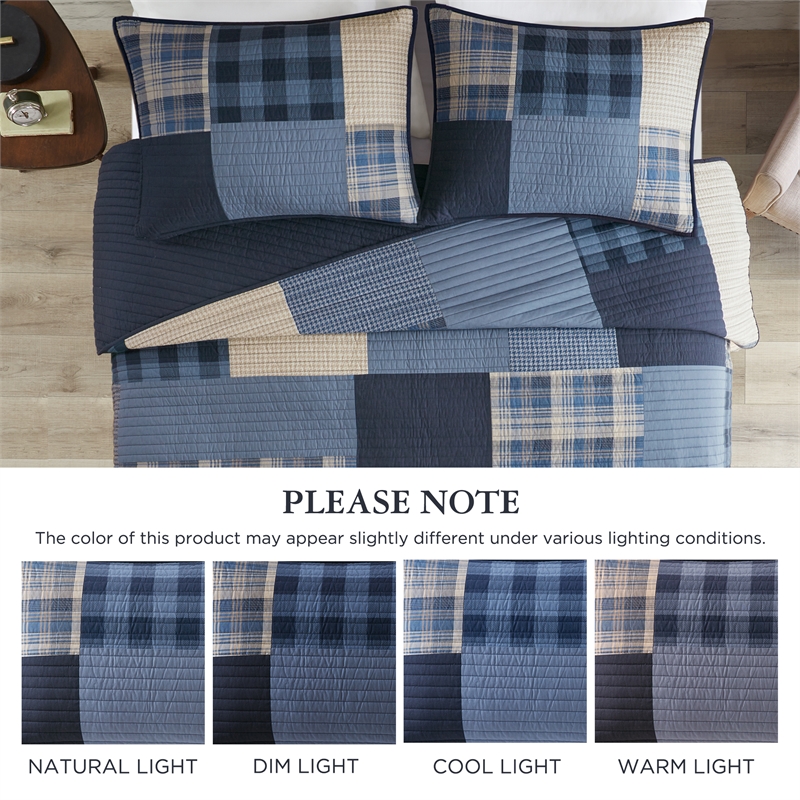 Olliix Woolrich King/Cal King Cotton Quilt Set in  Blue