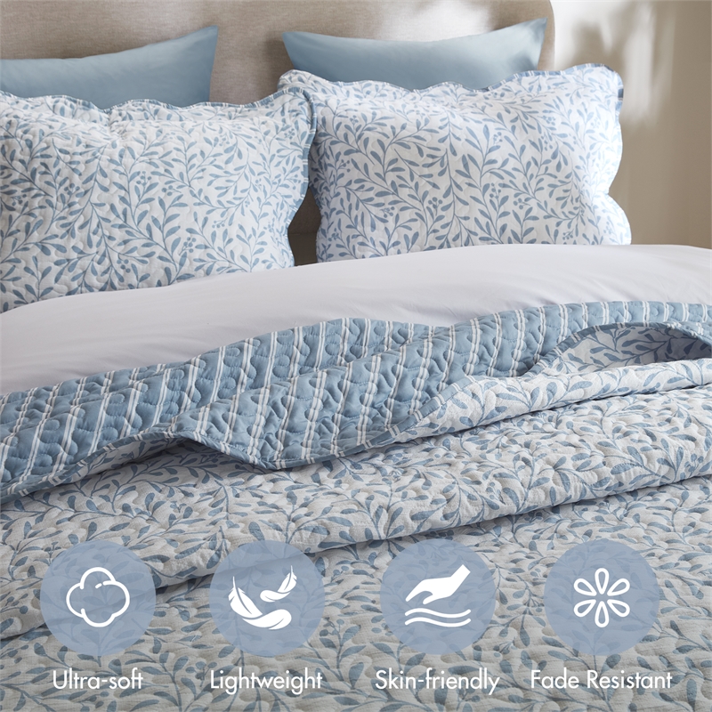 Olliix Madison Park King Microfiber Quilt Set in  Blue