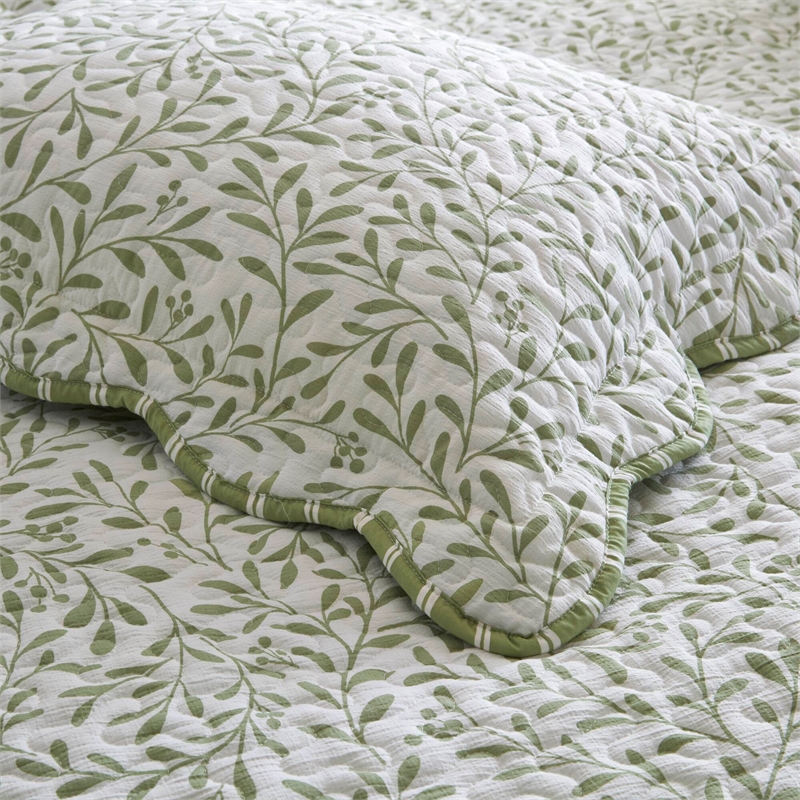 Olliix Madison Park King Microfiber Quilt Set in  Sage Green