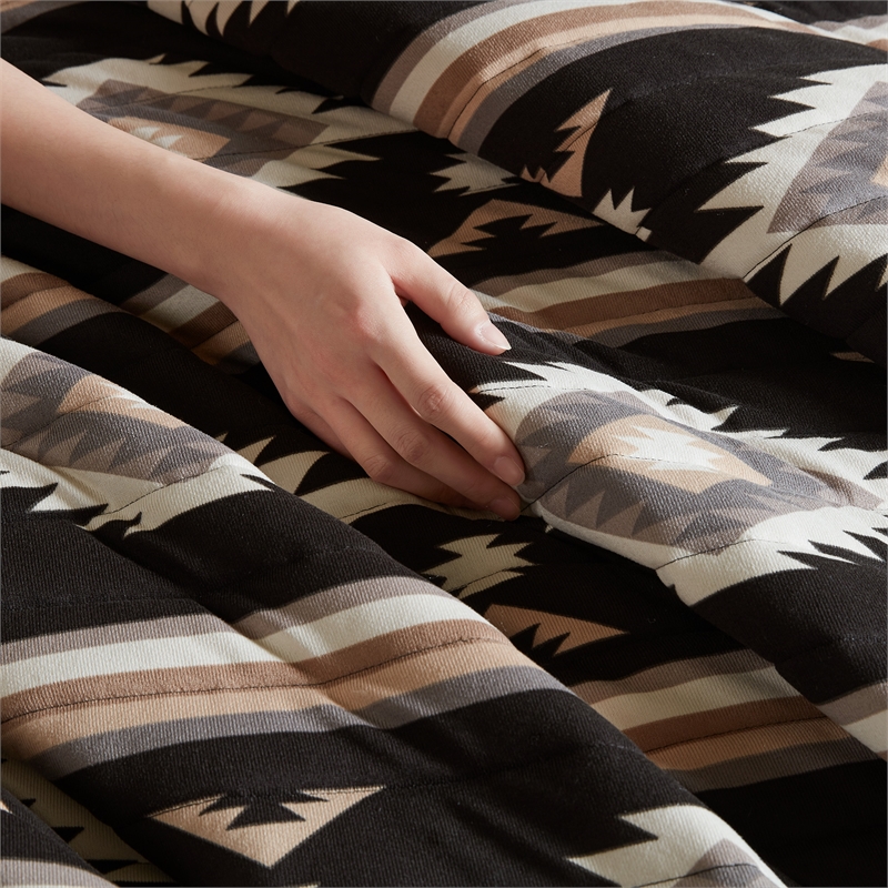 Olliix Woolrich Full/Queen Microfiber Quilt Set in  Black