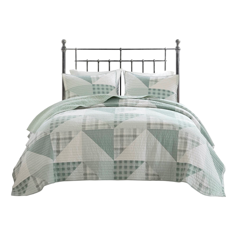 Olliix Woolrich King/Cal King Cotton Quilt Set in  Green