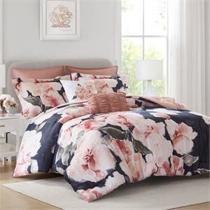 Olliix Madison Park King Cotton Comforter Set in  Blush