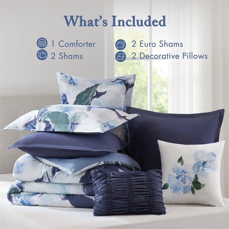 Olliix Madison Park King Cotton Comforter Set in  Blue