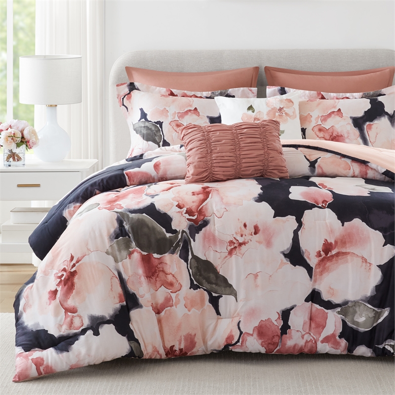 Olliix Madison Park Queen Cotton Comforter Set in  Blush