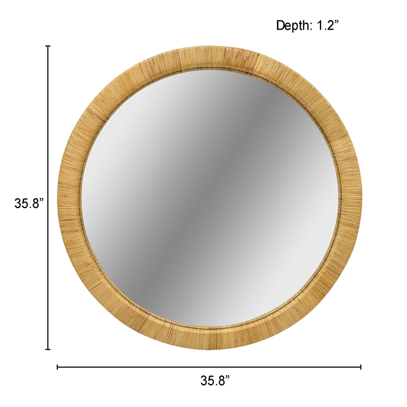 Olliix INK+IVY Round Rattan Wall Mirror in Natural