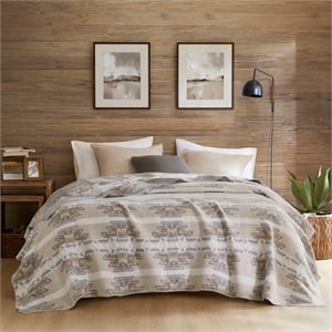 Olliix Woolrich King Cotton Blanket in Neutral Aztec