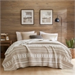 Olliix Woolrich King Cotton Blanket in Ivory Stripe