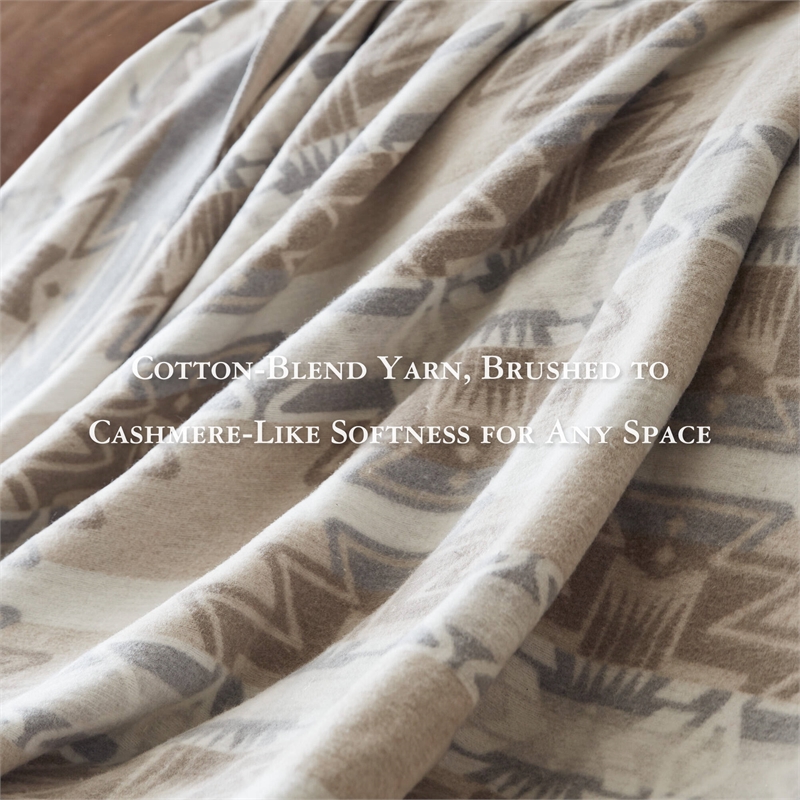 Olliix Woolrich Full/Queen Cotton Blanket in Neutral Aztec