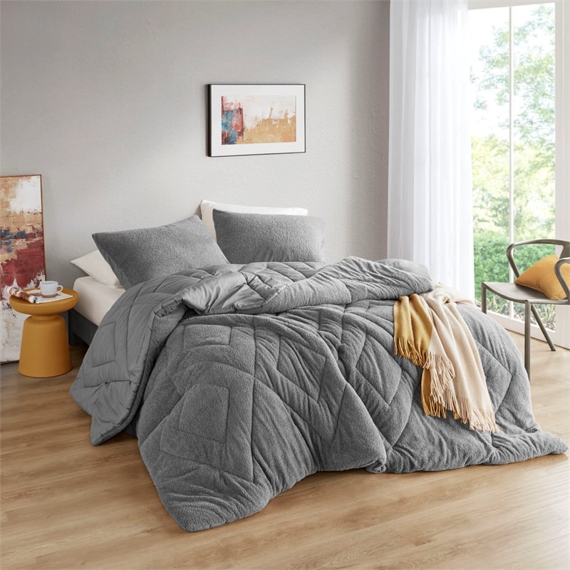 Olliix Comfort Spaces King/Cal King Microfiber Comforter Set in Gray