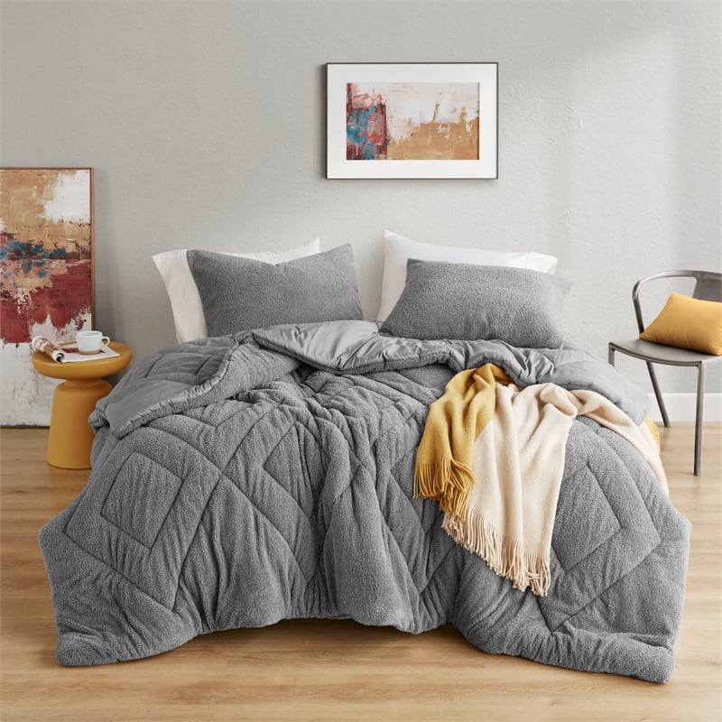 Olliix Comfort Spaces King/Cal King Microfiber Comforter Set in Gray