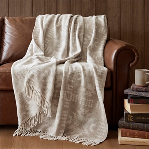 Olliix Woolrich 50x60&quot Cotton Throw in Neutral Aztec