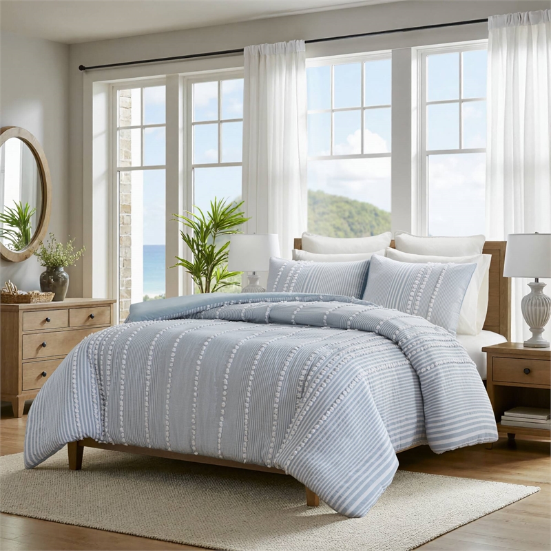 Olliix Harbor House Blue King Cotton Duvet Set in Blue