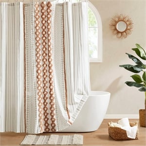 Olliix INK+IVY 72x72&quot Cotton Shower Curtain in Rose Clay