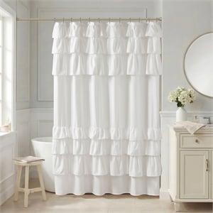 Olliix Madison Park 72x84&quot Polyester Shower Curtain in White