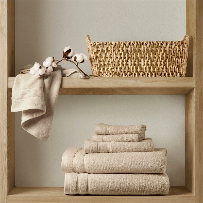 Olliix Comfort Spaces 12-Piece Cotton Bath Towel in Beige