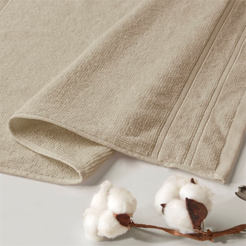 Olliix Comfort Spaces 12-Piece Cotton Bath Towel in Beige