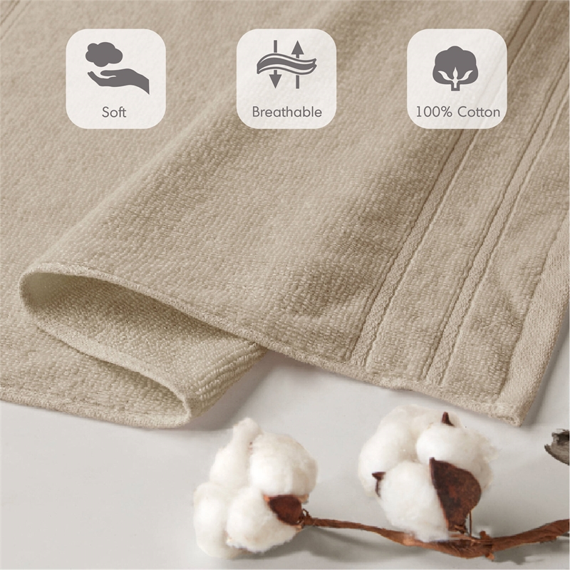 Olliix Comfort Spaces 12-Piece Cotton Bath Towel in Beige